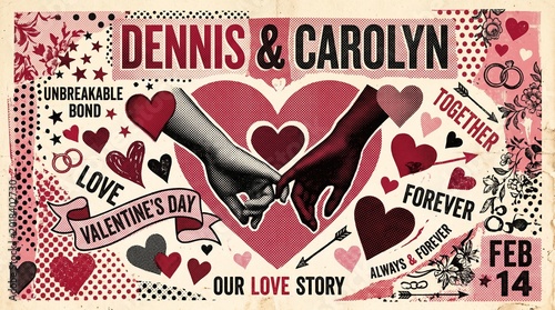 Dennis and carolyn valentines day love story poster design