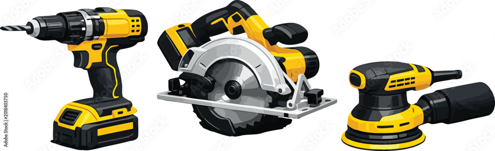Naklejka premium Professional Power Tools Vector Set