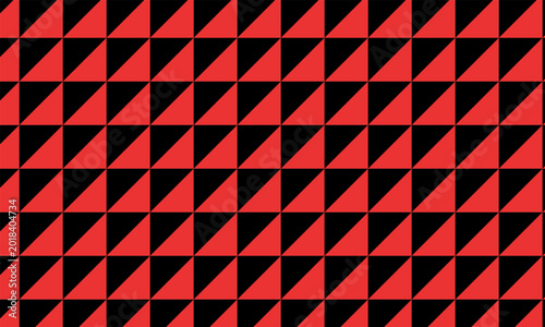 Seamless geometric pattern of red and black triangles creating bold racing flag style abstract illustration