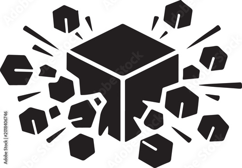 Принти на полотні Cube breaking into smaller blocks vector icon for modular design and digital tra