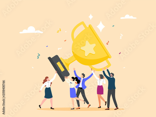 Obraz na płótnie The success of the team or the victory of a colleague in completing a mission