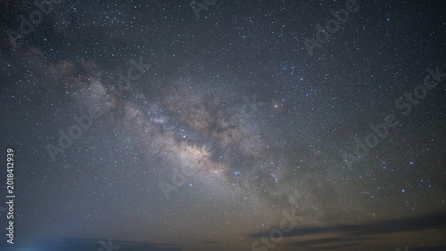 Person Watching the Milky Way Under a Starry Sky, Exploration and Cosmic Adventure Concept