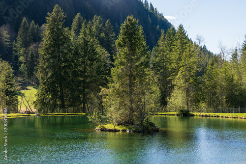 A beautiful lake in the austrian mountains in summer