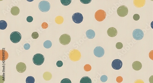 Colorful dots on beige background texture.