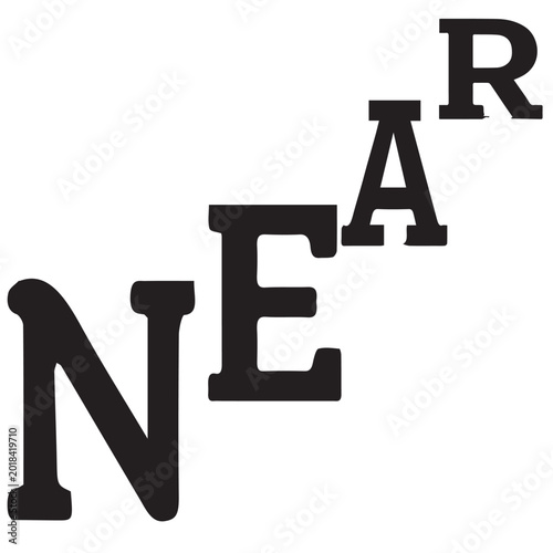 Minimalist perspective typography word near illustration