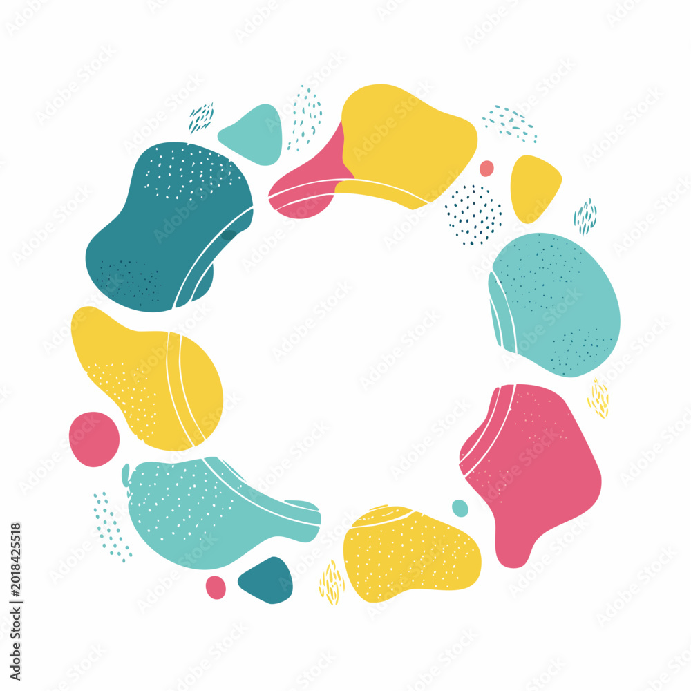 Fototapeta premium Abstract Organic Shapes Wreath with Textured Fill