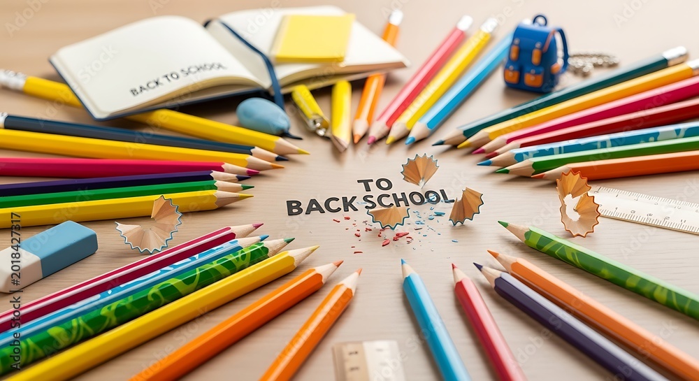 Fototapeta premium Colorful school supplies for back to school.