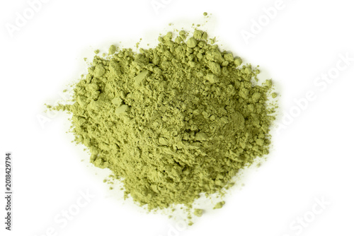 Matcha tea, matcha powder isolated on a white background.