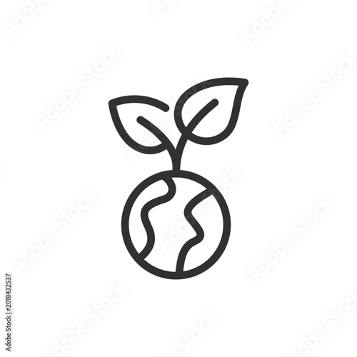 Bilde på lerret Plant on globe, linear style icon