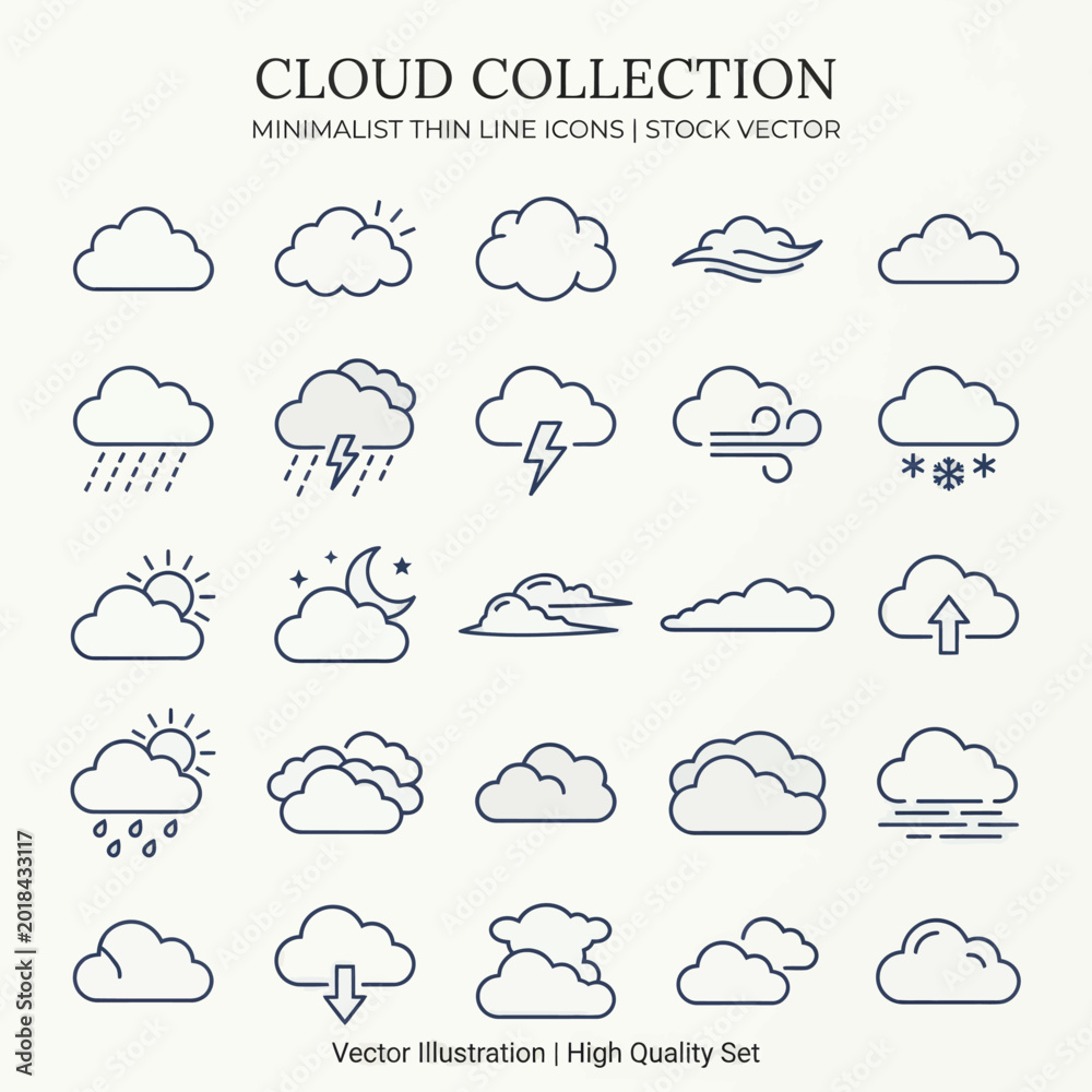 Obraz premium Cloud Weather Icon Set Collection.