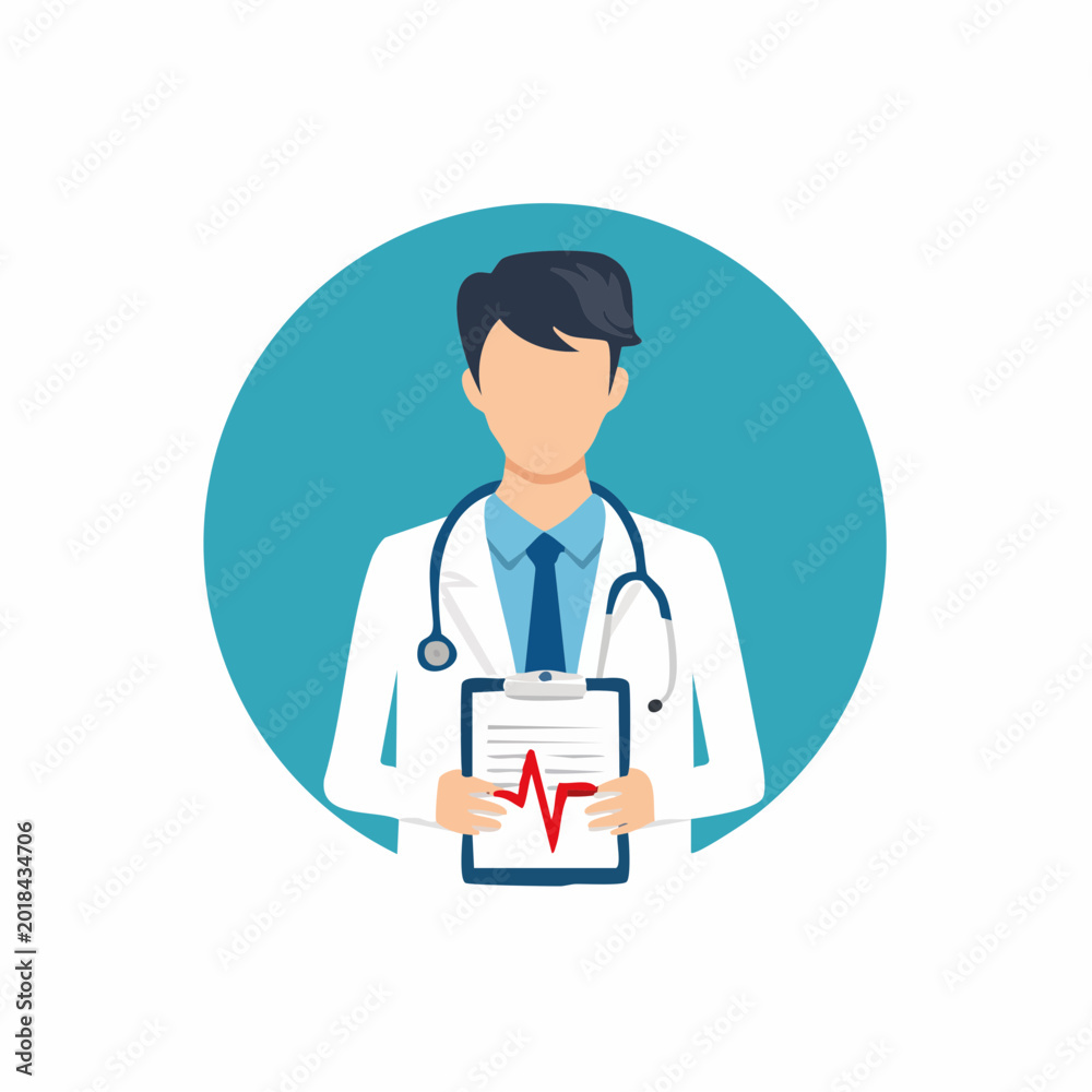 Fototapeta premium Doctor Holding Medical Chart with Heartbeat Line