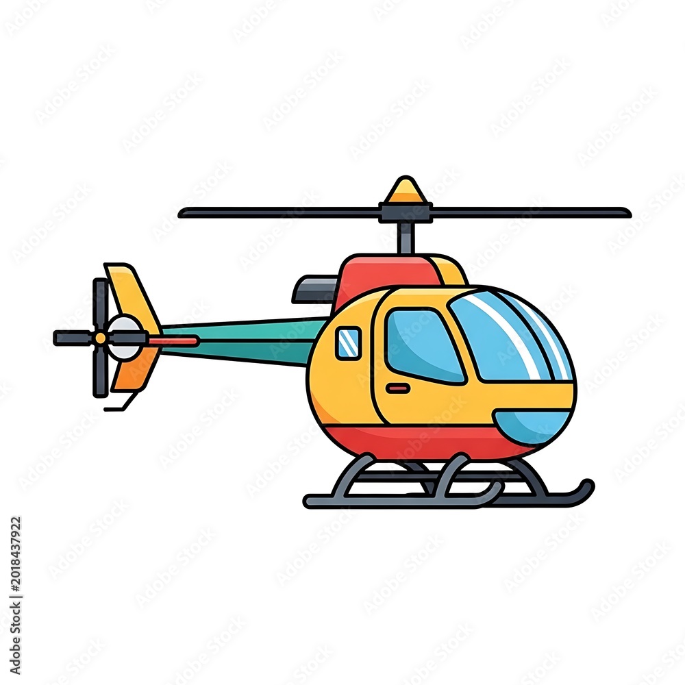 Fototapeta premium Colorful cartoon helicopter illustration.