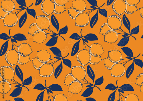 Lemonade pattern. 100% hand drawn vector image. Vintage style hand drawn doodle pattern backgroud sicilian lemon. 