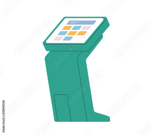 Electronic queue kiosk with digital interactive screen, display. Information ...
