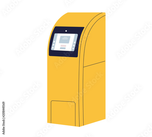 ATM, self-service money withdrawal and payment kiosk with digital screen, dis...