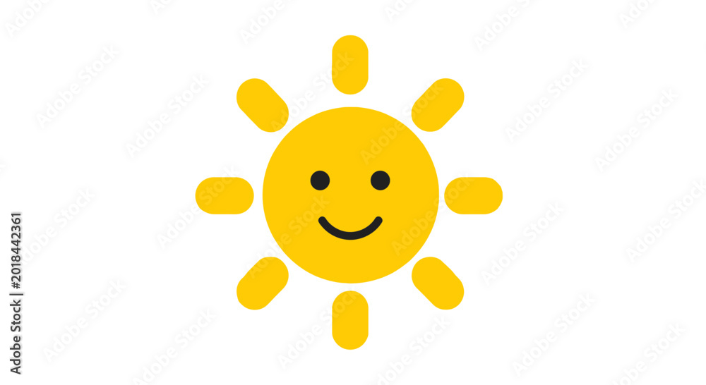 Obraz premium Cute Happy Sun Icon Illustration