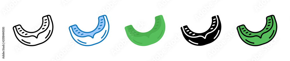 Fototapeta premium Mouth Guard multiple style icons set design vector illustration.