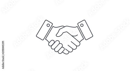 Bild auf Leinwand Minimalist Line Art Handshake Icon for Business Partnership