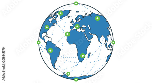 Konstfotografi A stylized world globe with green markers indicating global locations