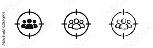 Photos Target audience and customer targeting icon set with people in crosshair