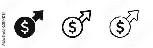 Bilde på lerret Financial Growth Dollar Icon Set - Profit and Success Concept