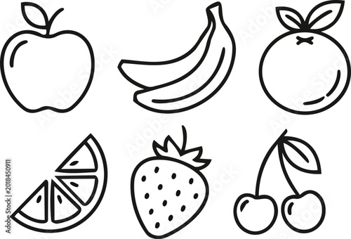 Bild auf Leinwand Fruits Arranged in a Simple Design on a Plain Background