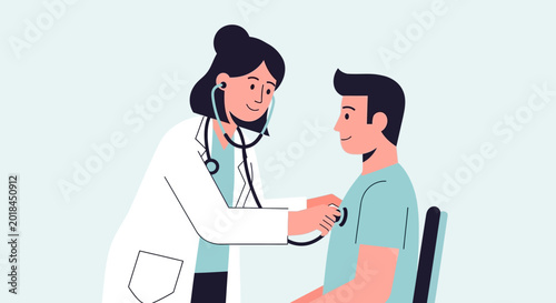 Doctor Examining Patient with Stethoscope - Medical Healthcare Concept