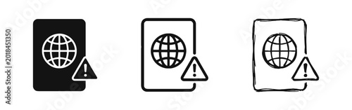 Canvastavla Passport Document with Global Warning Alert Icon Set
