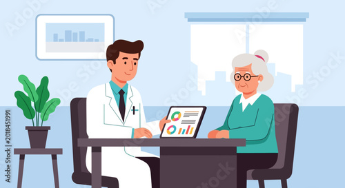 Doctor Explains Medical Results to Patient in Office