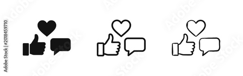 Foto Feedback icons for social engagement including thumbs up, heart and message bubble in various styles