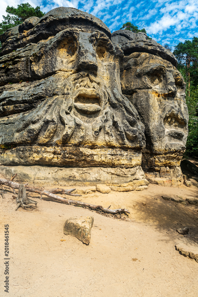 Fototapeta premium Certovy hlavy rock relief above Zelizy village in Czech republic
