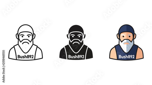 Tableau sur toile three diverse men with bushy beards in flat design vector illustration