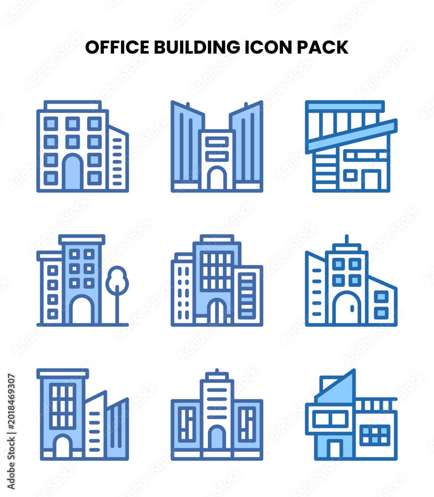 Fototapeta premium Office Building Two Colour Icons Pack