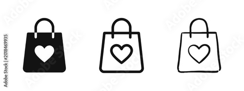Tableau sur toile Customer Favorites Shopping Icon Set - Gift Bag with Heart