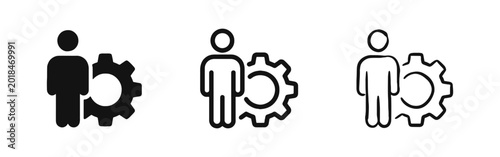 Technical Support and Management Icon Set - Person with Gear