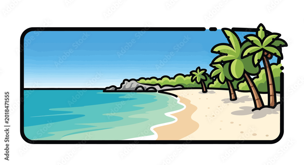 Obraz premium Tropical palm trees on sandy beach.