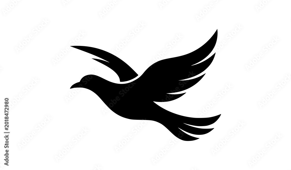 Naklejka premium Minimal black bird silhouette vector logo design isolated on white background