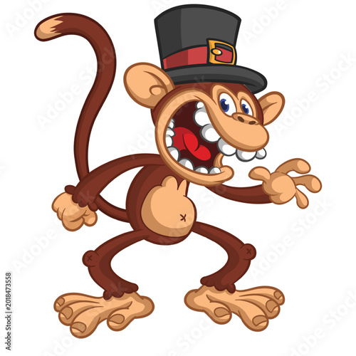 Photography Cartoon funny brown monkey chimpanzee wearing top hat