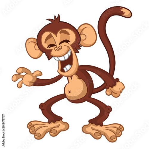 Canvas Print Cartoon funny brown monkey chimpanzee jumping or dancing