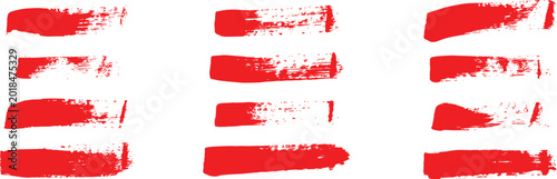 Fotografía Red set of paint stroke , ink brush, brush strokes, brushes, lines,, grungy