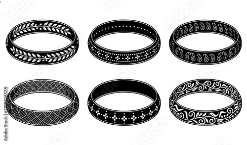 Bild auf Leinwand Elegant bracelet silhouette collection with traditional patterned bangles vector