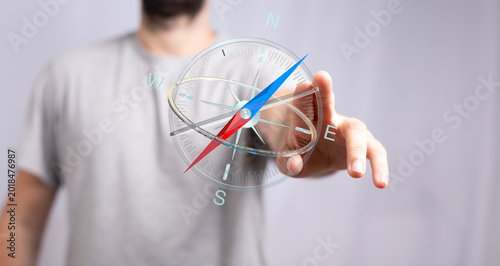 A man's hand interacting wi...
