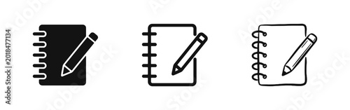 Foto Spiral Notebook with Pencil Icons Set for Writing and Note Taking
