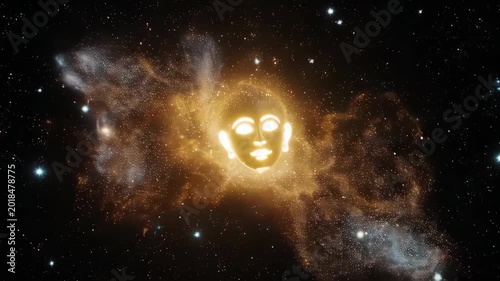 galaxy with human face in center