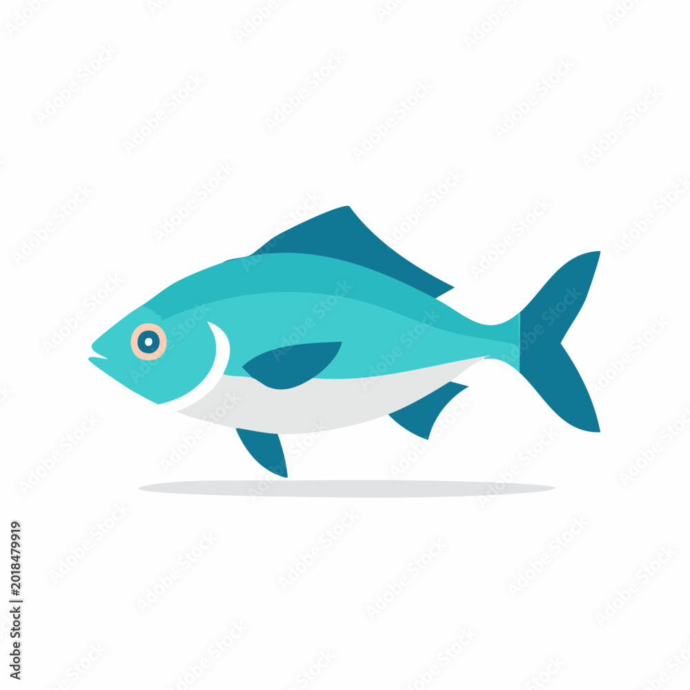 Fototapeta premium Stylized Blue Fish Illustration
