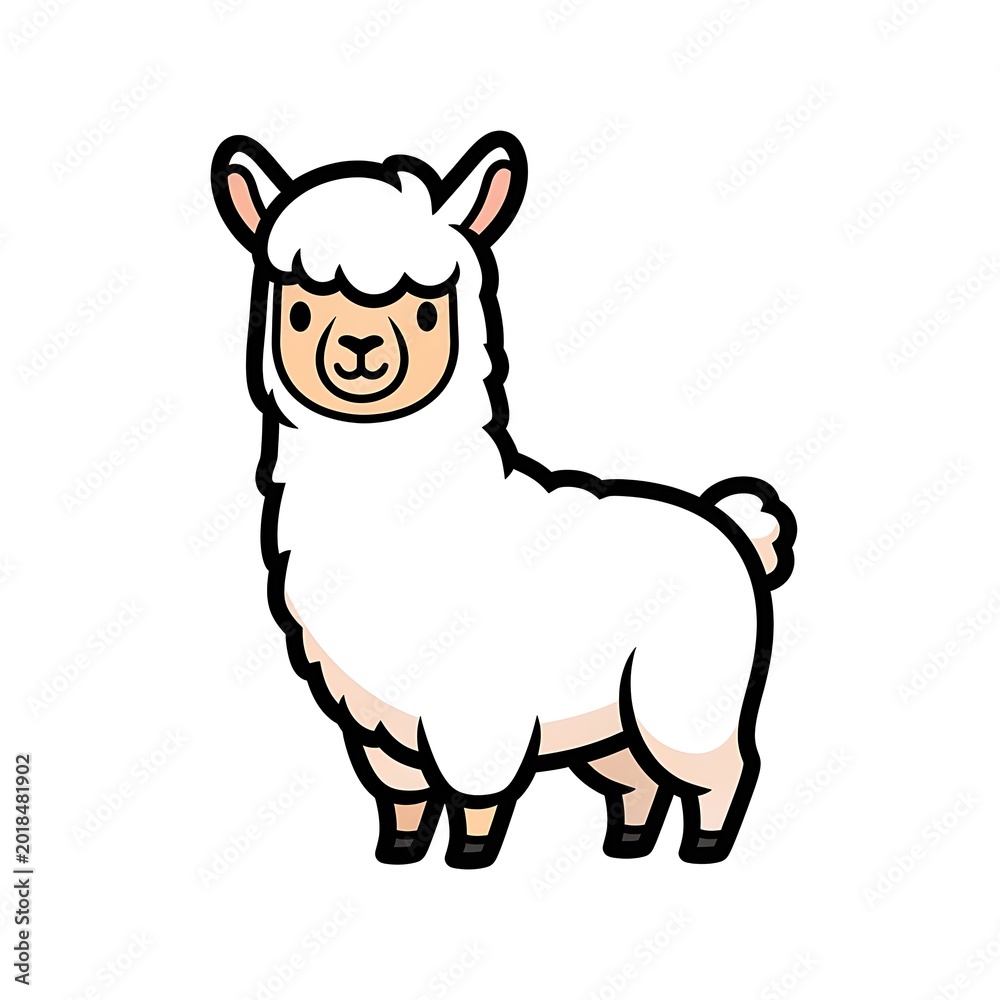 Fototapeta premium Cute Cartoon Llama Illustration Animal.