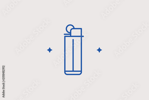 Foto Simple pocket lighter line icon for portable fire and lighting cigarettes