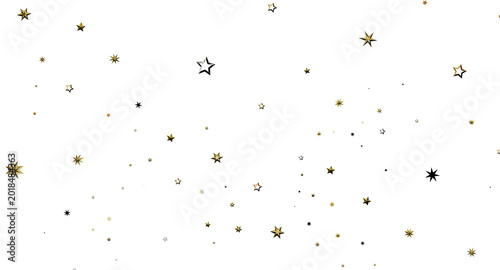 Foto Golden stars floating on white background, perfect for holiday and celebratory design