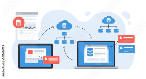 Cloud data backup and synchronization concept for digital information