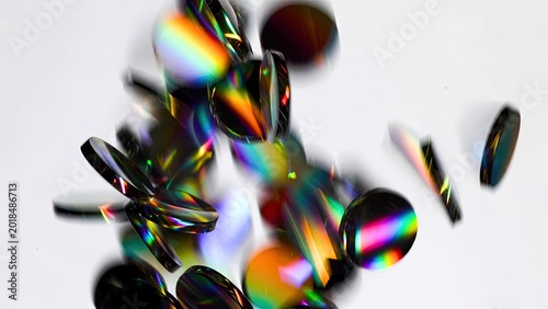 Artistic studio close-up of dynamic iridescent glass lenses in motion - gigapixel abstract